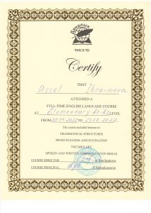 Ибраимова А.А. Сертификат 1
