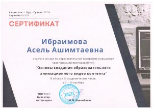 Ибраимова А.А. Сертификат 2